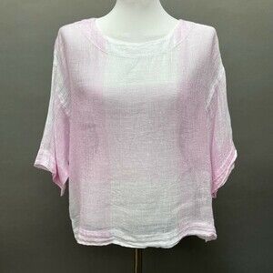 Pure Jill Linen Women's Top X-Small Small Medium White Pink 100% Linen‎